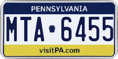PA license plate MTA6455