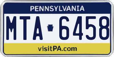 PA license plate MTA6458