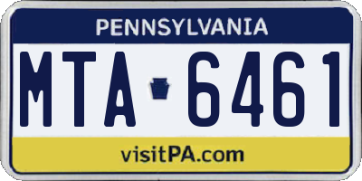 PA license plate MTA6461