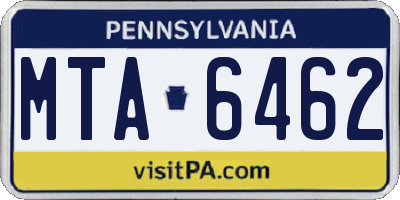 PA license plate MTA6462