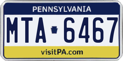 PA license plate MTA6467