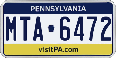 PA license plate MTA6472