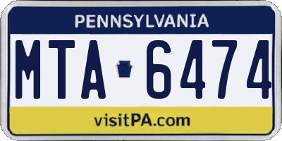 PA license plate MTA6474