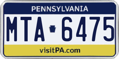 PA license plate MTA6475