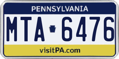 PA license plate MTA6476