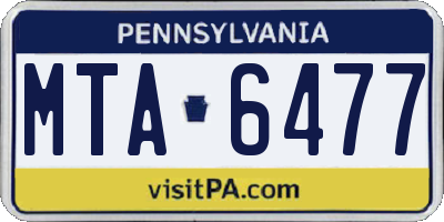 PA license plate MTA6477