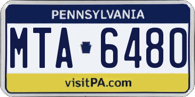 PA license plate MTA6480