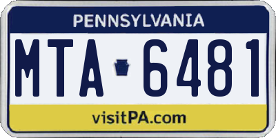 PA license plate MTA6481
