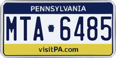 PA license plate MTA6485