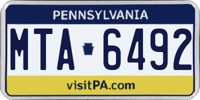 PA license plate MTA6492