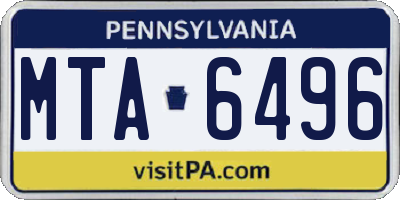 PA license plate MTA6496