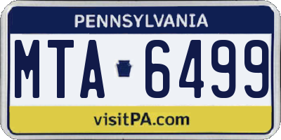 PA license plate MTA6499
