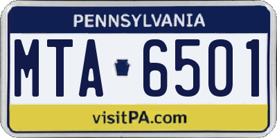 PA license plate MTA6501