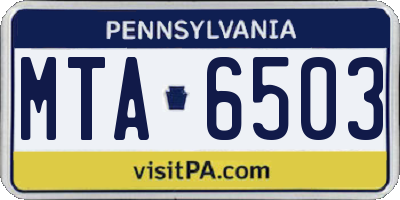 PA license plate MTA6503