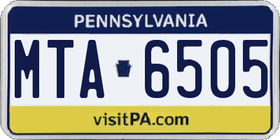 PA license plate MTA6505