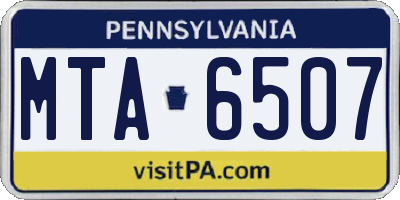 PA license plate MTA6507