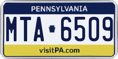 PA license plate MTA6509
