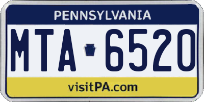 PA license plate MTA6520