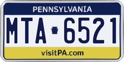 PA license plate MTA6521