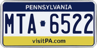 PA license plate MTA6522
