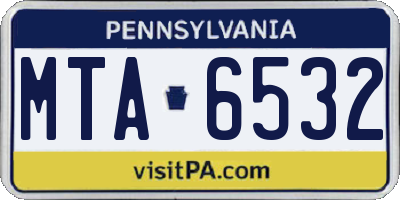 PA license plate MTA6532