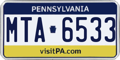 PA license plate MTA6533