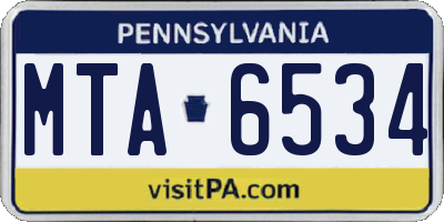 PA license plate MTA6534
