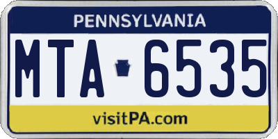 PA license plate MTA6535