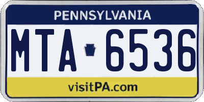 PA license plate MTA6536