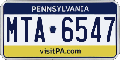 PA license plate MTA6547