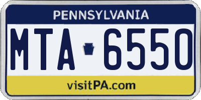 PA license plate MTA6550