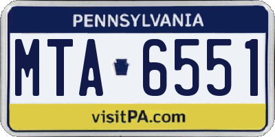 PA license plate MTA6551