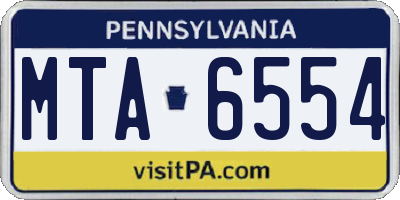 PA license plate MTA6554
