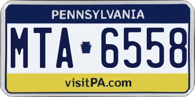PA license plate MTA6558