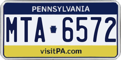 PA license plate MTA6572