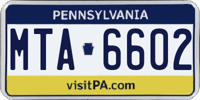 PA license plate MTA6602