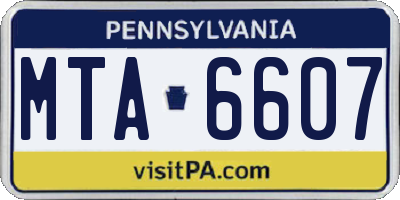 PA license plate MTA6607
