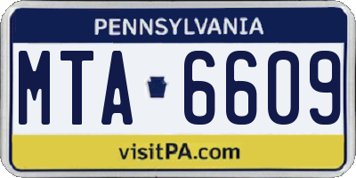 PA license plate MTA6609
