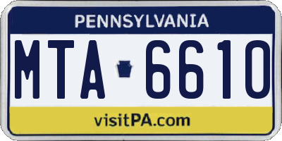PA license plate MTA6610