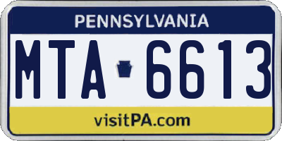 PA license plate MTA6613