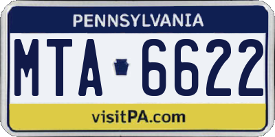 PA license plate MTA6622