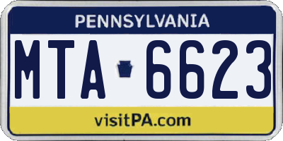 PA license plate MTA6623