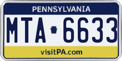 PA license plate MTA6633