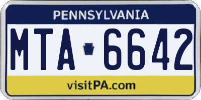 PA license plate MTA6642
