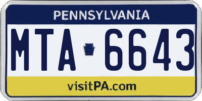 PA license plate MTA6643