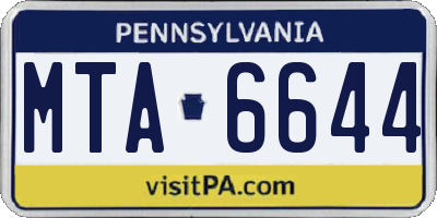 PA license plate MTA6644