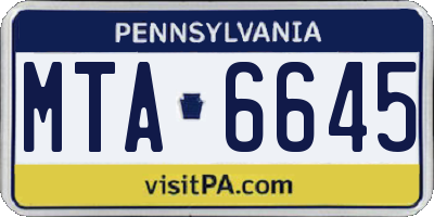 PA license plate MTA6645