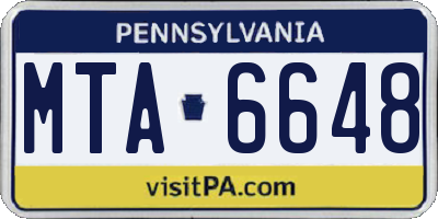 PA license plate MTA6648