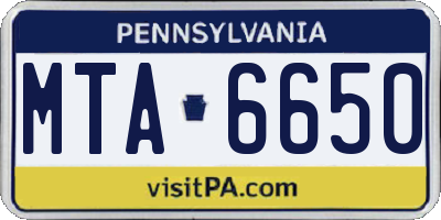 PA license plate MTA6650