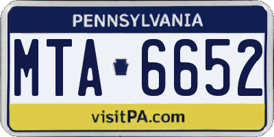 PA license plate MTA6652